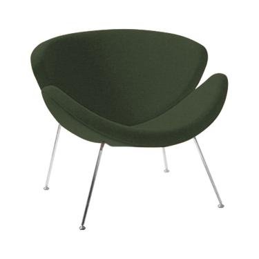 Imagem de Poltrona Design Trevo Linho Verde Base Inox