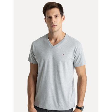 Imagem de Camiseta Tommy Hilfiger Masculina Essential V-Neck Cinza Mescla-Masculino