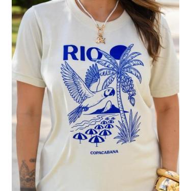 Imagem de T- Shirt Feminina Manga Curta Estampada Good Bless Bege, M, Bege