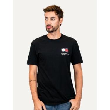 Imagem de Camiseta Tommy Jeans Masculina Regular Essential Flag Text Preta-Masculino