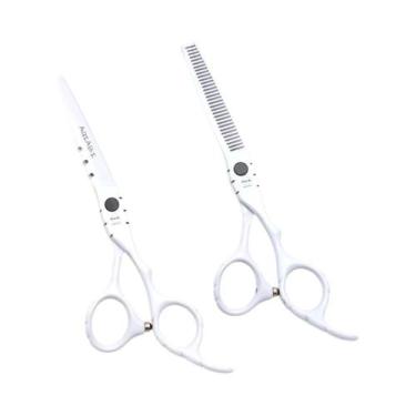 Imagem de Tesoura Profissional De Cabeleireiro Vermelha 5.5" E 6" Para Desbaste 