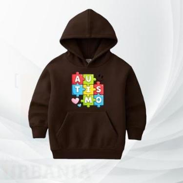 Imagem de Moletom Infantil Autismo com Capuz Moleton Canguru Flanelado Conscientização TEA Inverno-Unissex