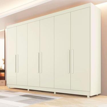 Imagem de Guarda Roupa Casal Palermo 6 Portas de Bater 6 Gavetas MDF Off White Móveis Europa