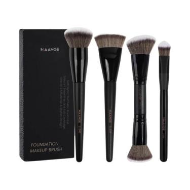 Imagem de Kit De Pincéis De Maquiagem Profissional, 4 Peças, Base De Topo Plano,