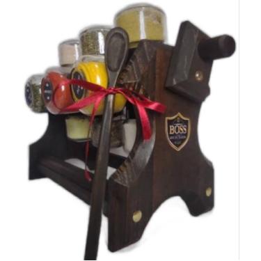 Imagem de Porta temperos 12 potes e colher dosadora em Madeira - BOSS - Arte Mad