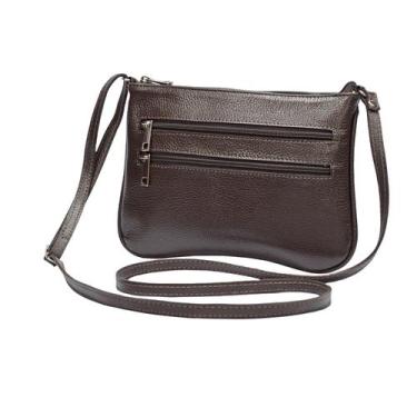 Imagem de Bolsa Feminina Pequena em Couro Transversal Madamix - MOD.B0362, Cafe