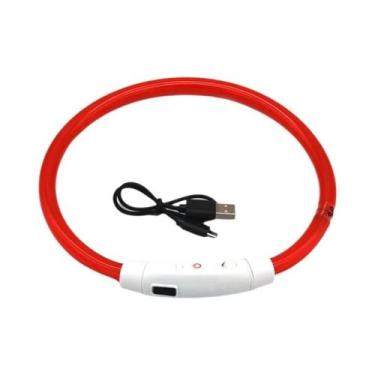 Imagem de Coleira De Cão LED Recarregável Com Fibra Óptica, Luminosa E Antiperda