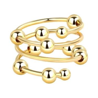 Imagem de Anel Giratório De Cobre Com Cristais Em Formato De Flor, Estrela E Lua