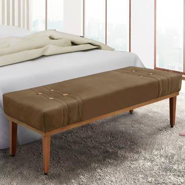 Imagem de Recamier Gênova 90cm em Suede com Estrutura de Madeira Maciça Caramelo Estofado Contemporâneo