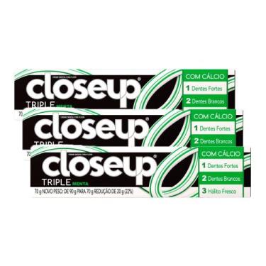 Imagem de Creme Dental Closeup Triple Menta 70g  Kit com três unidades - Close U