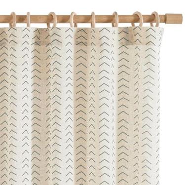 Imagem de Cortinas jinchan Linen Boho Semi Sheer Grey 214cm Herringbone