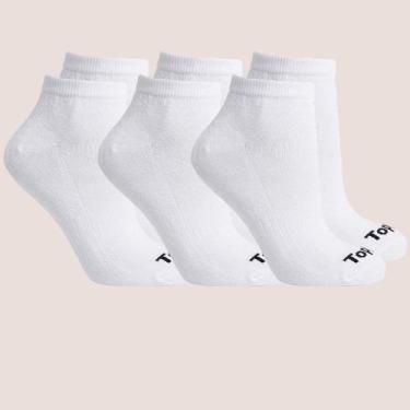 Imagem de Kit 3 Pares Meia Topper Confortável Cano Baixo, Branco, 33 a 38