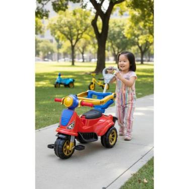 Imagem de Triciclo Infantil 2 em 1 Passeio e Pedal Retrô Seguro Divert - Congrat