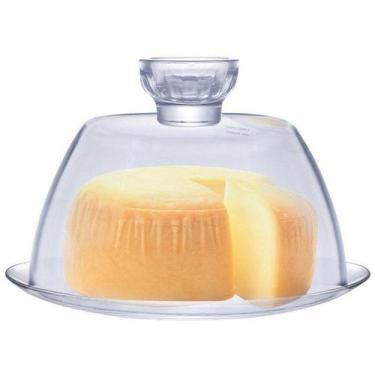 Imagem de Queijeira Vidro Com Tampa Plástica 24cm Gourmet Prato Para Queijo - Ru