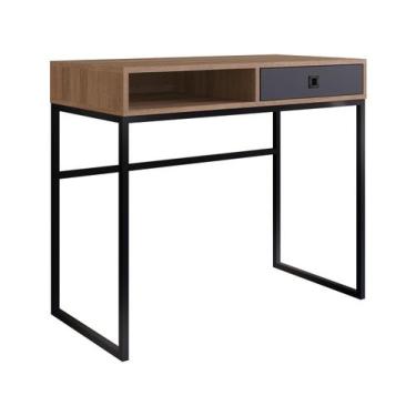 Imagem de Mesa Home Office com 1 Gaveta 91x78 cm OF004 Grafite Mel - Placa e Pon