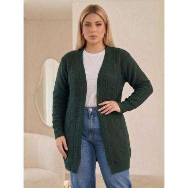 Imagem de Cardigan Tricot Aberto Manga Longa Feminino Inverno Quentinho Elegante