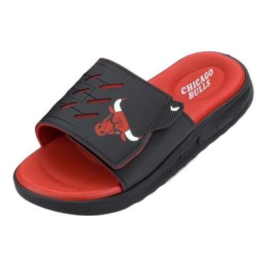 Imagem de Chinelo Masculino Conforto Dia a Dia Slide Soft Nba Rider, Preto, Verm