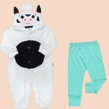 Imagem de Macacão Bebê Menina Plush Bordado Bichinho + Calça Suedine - era uma v