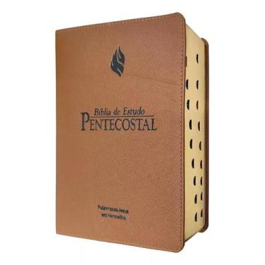 Imagem de Biblia de estudo pentecostal  arc  capa de couro legítimo marrom - EDI