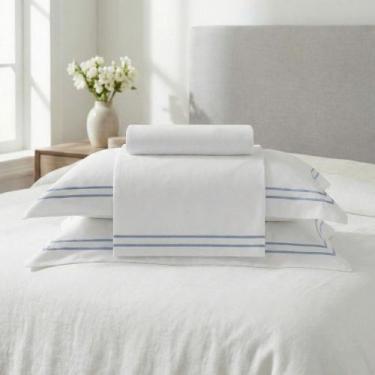 Imagem de Jogo Cama Queen Buddemeyer Sublime Bordado Ponto Cheio, BRANCO / AZUL