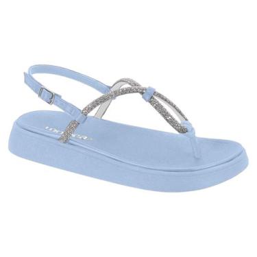 Imagem de Sandalia Moleca Papete Tira Glitter Feminina, Cristal, Jeans, 36