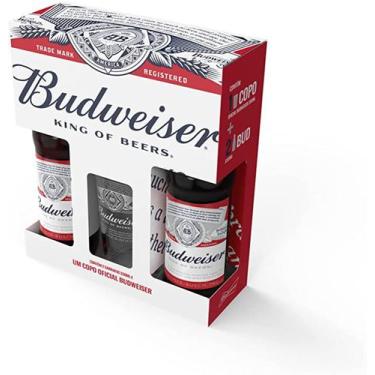Imagem de Kit cerveja budweises, 2 un, 330ml com copo