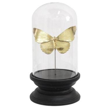 Imagem de Cúpula De Vidro Com Base Preta Escultura Em Borboleta Dourada - BTC