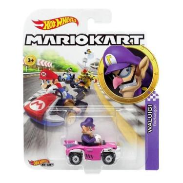 Imagem de Hot Wheels Mario Kart Waluigi E Carro Badwagon Mattel Gbg25 Rosa