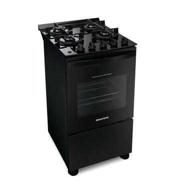 Imagem de Fogão de Piso 4 Bocas Gás Brastemp BFO4VAE Mesa de Vidro Temperado Preto Bivolt