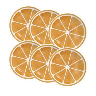 Imagem de Conjunto de 6 Pratos de Sobremesa Laranja de Cerâmica 21cm - Alleanza