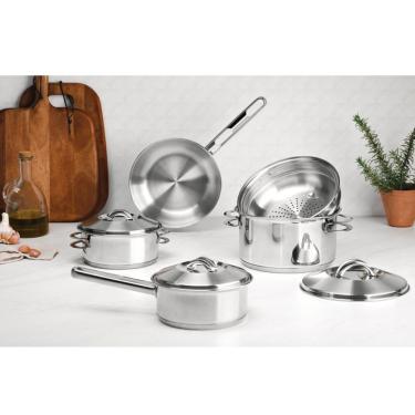 Imagem de Jogo de Caçarola Solar 5 Peças com Cozi Vapore em Aço Inox Fundo Triplo para Fogão e Forno Tramontina
