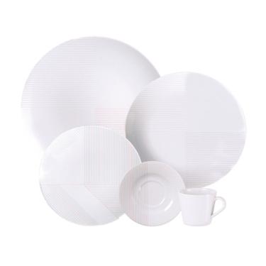 Imagem de Aparelho de Jantar Grid 20 Peças em Porcelana Geométrico para Uso Diário Branco Tramontina