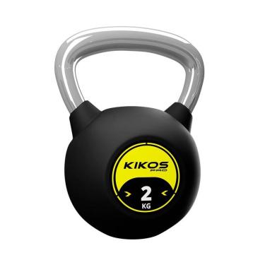 Imagem de Kettlebell Rubber Pro 2kg para Treinamento Funcional com Alça em Ferro Fundido Preto Kikos