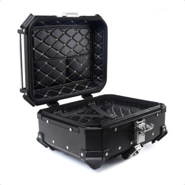 Imagem de Baú Traseiro para Moto 22L Preto 22L-T em Alumínio com Forro Interno e Placa de Base Universal Tronos