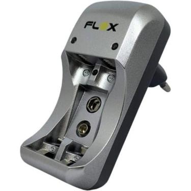 Imagem de Carregador de Pilhas 2 Flex FXC17 para AA AAA e 9V com Desligamento Automático Bivolt Cinza