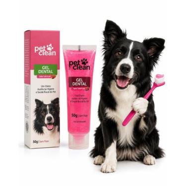 Imagem de Gel Dental Pasta de Dente Cães Gatos 90g Sabor Morango - Pet Clean