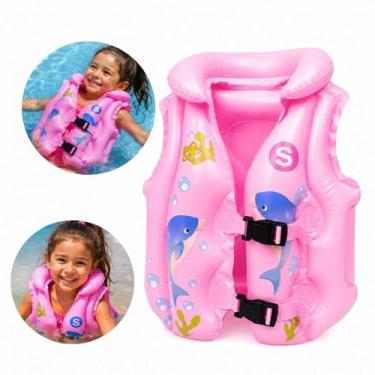 Imagem de Colete boia inflavel infantil rosa colete salva vidas piscina praia la