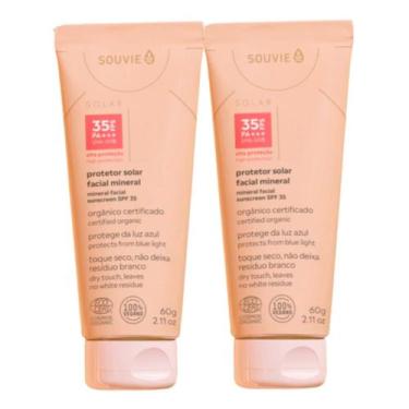 Imagem de Kit 2 Protetor Solar Mineral Facial 35 FPS Leve 60g Souvie