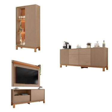 Imagem de Conjunto 3 Rack Peças com Painel para TV até 55 Polegadas, Buffet e Cr