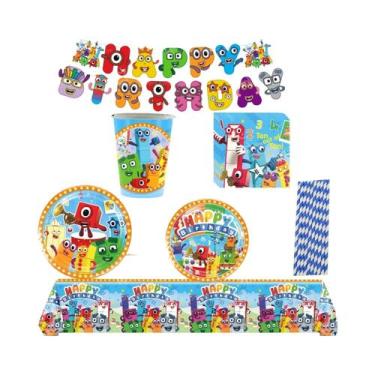 Imagem de Decoração De Festa Com Blocos De Números, Toalha De Mesa, Copo, Prato,