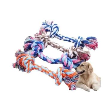 Imagem de Brinquedo Interativo De Corda De Algodão Com Nó E Apito Para Cães, Div