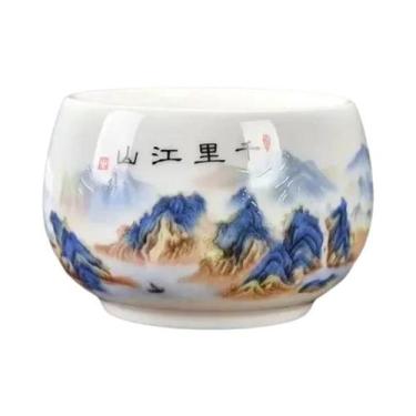 Imagem de Xícara De Chá De Cerâmica De Porcelana Branca Artesanal Com Jade De Go