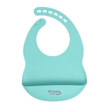 Imagem de Babador com Bolso para Introdução Alimentar BLW Fecho Ajustável Livre de BPA Verde Freso