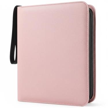 Imagem de Álbum fichário WisOffice 4 bolsos, carregamento lateral, couro PU rosa