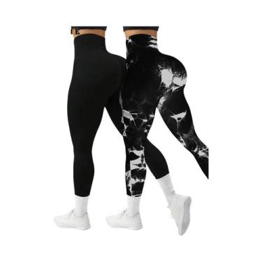 Imagem de Leggings Esportivas Sem Costura De Cintura Alta Tie Dye Para Mulheres,