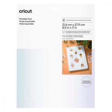 Imagem de Vinil Adesivo Imprimível Transparente Cricut 21,6x27,9 cm (12 Folhas)