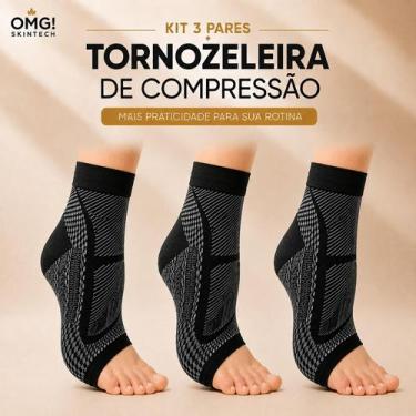 Imagem de 3 Pares Meias de Compressão Alta Para Tornozelo Dedos livres Unissex 3