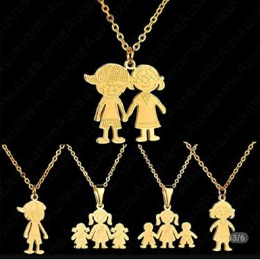 Imagem de Corrente Com Pingente Aço Inox Filhos Menina Menino Casal