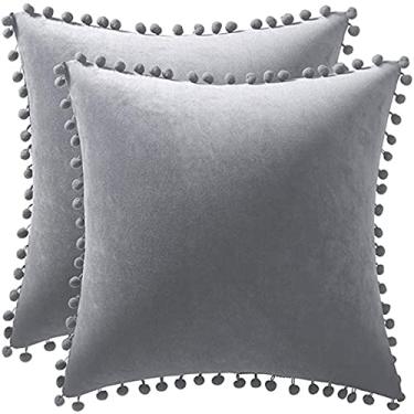 Imagem de Conjunto de 2 peças de capa de almofada de veludo grande para decoração de casa, capa de almofada, capa de almofada de sofá e quarto - cinza claro |45 x 45 cm