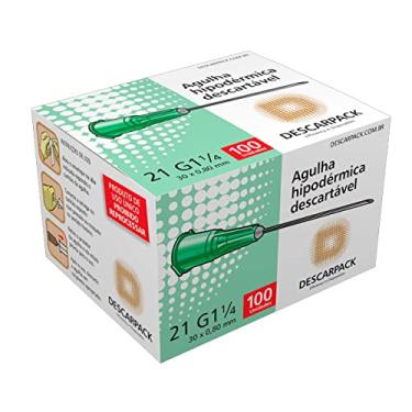 Imagem de Agulha Hipodérmica Verde 30 x 8 mm Descarpack - 100 unidades